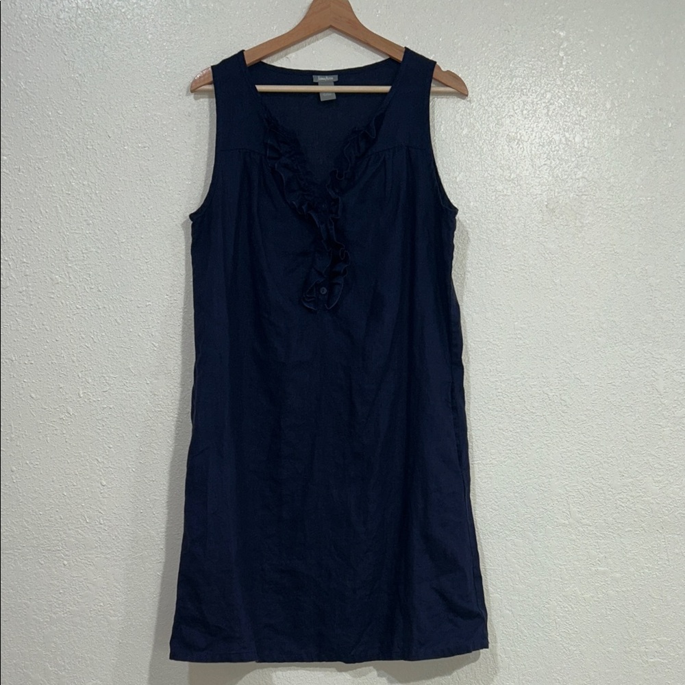 NEIMAN  MARCUS WOMENS SLEEVELESS A LINE DRESS 100% LINEN Sz MD